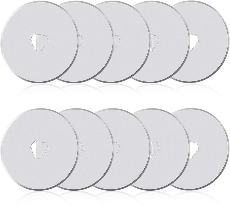 ZMAAGG 10Pcs 45mm Rotary Cutter Blades for Rotary Cutter, Rotary Cutter Replacement Blades Includes Plastic Blade Storage Case, Rotary Cutter Replacement for Quilting Fabric, Paper, Leather - Image 1