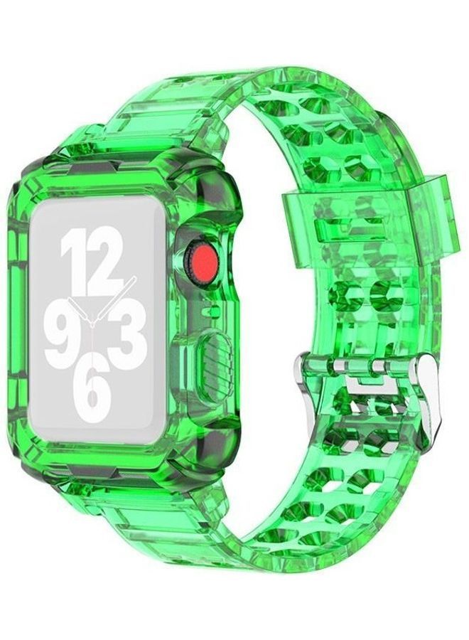 NIBEMINENT Glacier Transparent Jelly Replacement Strap Watchband For Apple Watch Series 3/2/1 38mm Green - Image 1