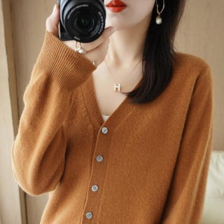 Cardigan Coat Womens Knitted Base Shirt V-Neck Long Sleeve Spring 2024 New Outfit Sweater Womens Korean Style Caramel - pzsku/Z3AA143E34253A2D05866Z/45/1746212971/960755f7-362a-42ea-b90b-7532c612b036