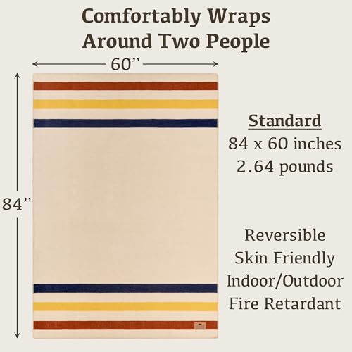 Chubbuck Authentic Chubbuck 100% Wool Blanket Camping (60" x 84") - Large Warm Blankets for Camping, Emergency, Outdoor Concerts and Home Use - Reversible, Fire Retardant Blanket, Warm Blankets for Winter (Lighthouse) - Image 2