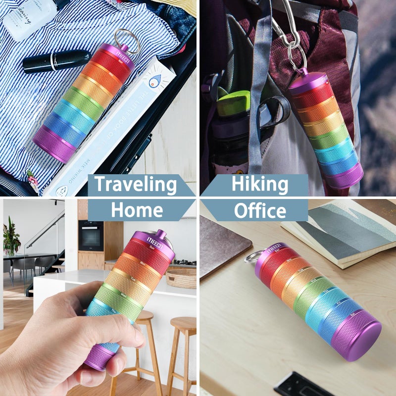 MEECN Weekly Metal Pill Organizer for Outdoor Travel, Aluminum, Waterproof, That is Shockproof and Has Large Compartments for Storing Vitamins, Fish Oil, Emergency Pills - Image 3