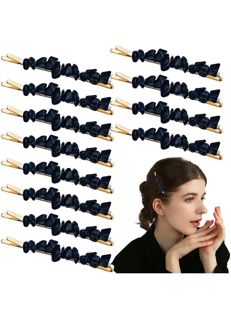 DonLeeving 12 PCS Natural Stone Hair Clips Fashion Metal Hair Pins Hair Grips Handmade Hair Accessories Headwear for Women and Girls 