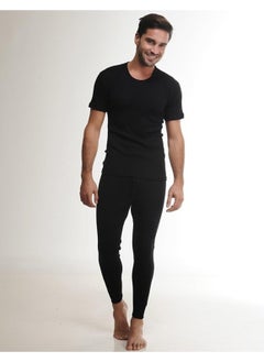 Hasyün Men's Black Long Wool Thermal Underwear 4001 - 1 Piece  - Image 1