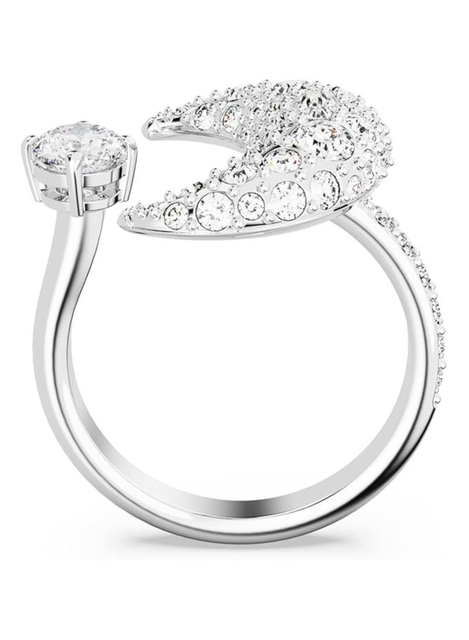 SWAROVSKI Swarovski Luna Open Ring with White Crystals and Moon Motif in a Rhodium Plated Setting, from the Swarovski Luna Collection, Size 52  - Image 4