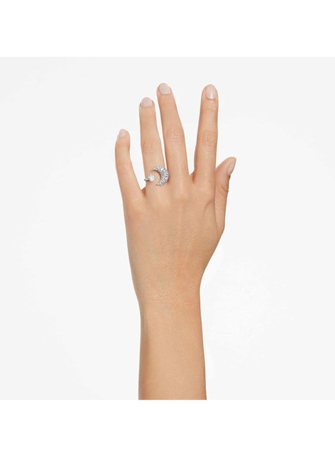 SWAROVSKI Swarovski Luna Open Ring with White Crystals and Moon Motif in a Rhodium Plated Setting, from the Swarovski Luna Collection, Size 52  - Image 5