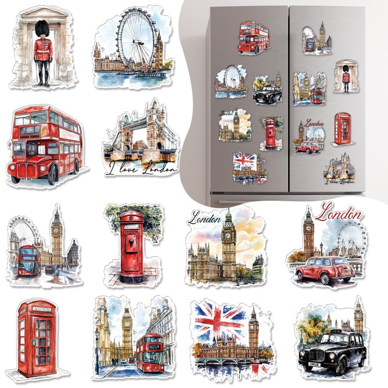 Wxiben مجموعة مغناطيس الثلاجة من Wxiben لندن 12 قطعة تذكارات السفر من لندن المملكة المتحدة مغناطيس الثلاجة جسر البرج الحافلة البريطانية ملصقات مغناطيسية للثلاجة للمنزل المكتب المطبخ هدية للمسافر السياح