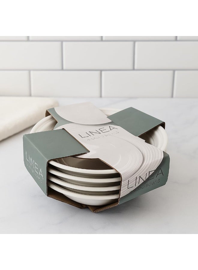 BS B&S Linea Embossed Porcelain Salad Bowl Set of 4 – 7" Versatile Bowls for Salads, Snacks & Side Dishes