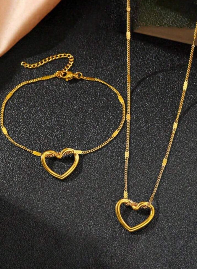 JewelryPalace Gold Plated Stainless Steel Women's Necklace and Bracelets Accessories Set - Image 2
