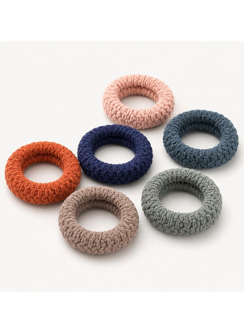 6pcs Soft Pony Holders, Elastics Hair Bands for Thick or Curly Hair for Women and Girls, Fancy Hair Ties - Image 2