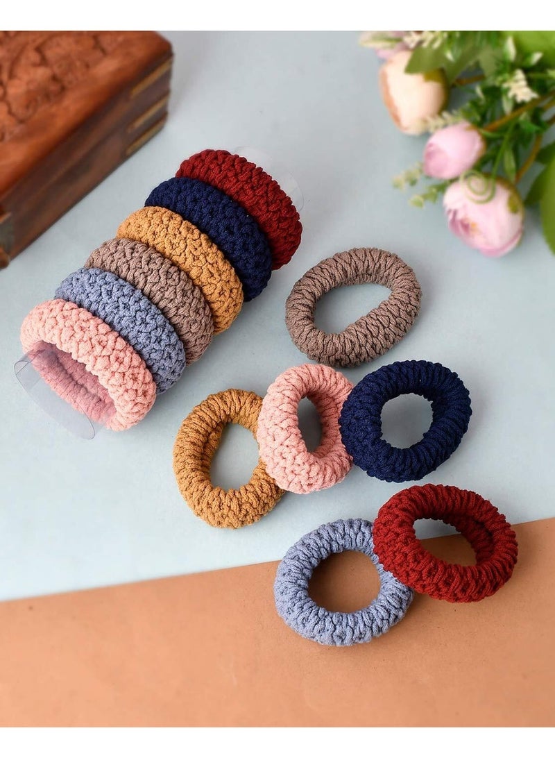 6pcs Soft Pony Holders, Elastics Hair Bands for Thick or Curly Hair for Women and Girls, Fancy Hair Ties - Image 5