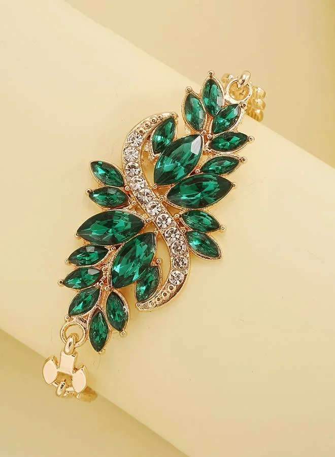 Take Two Take Two Embellished Rhinestone Leaf Bracelet