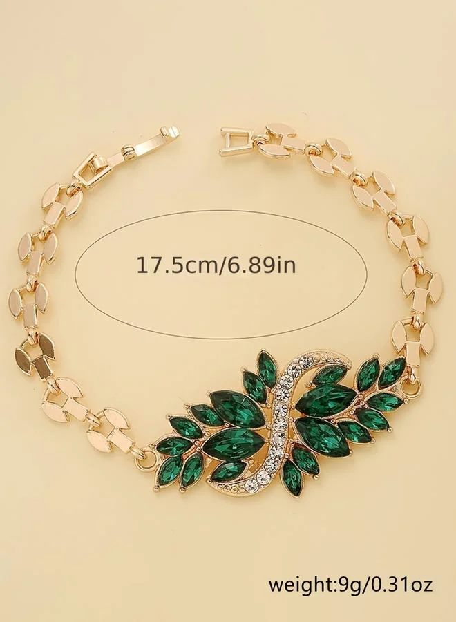 Take Two Take Two Embellished Rhinestone Leaf Bracelet