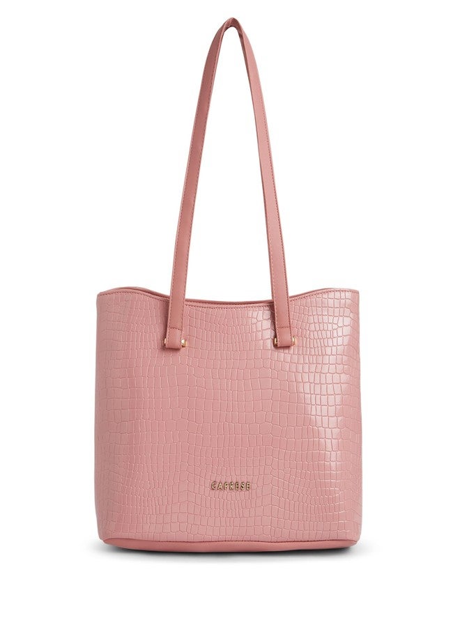 Caprese Suzie Tote Medium Bag for Women with Multi-Compartment, Comfortable Straps & Zip Closure | Ideal for 16 inch Laptop Bag | Stylish, Durable Design for Work, Travel, Shopping & Daily Use (Pink) - Image 1