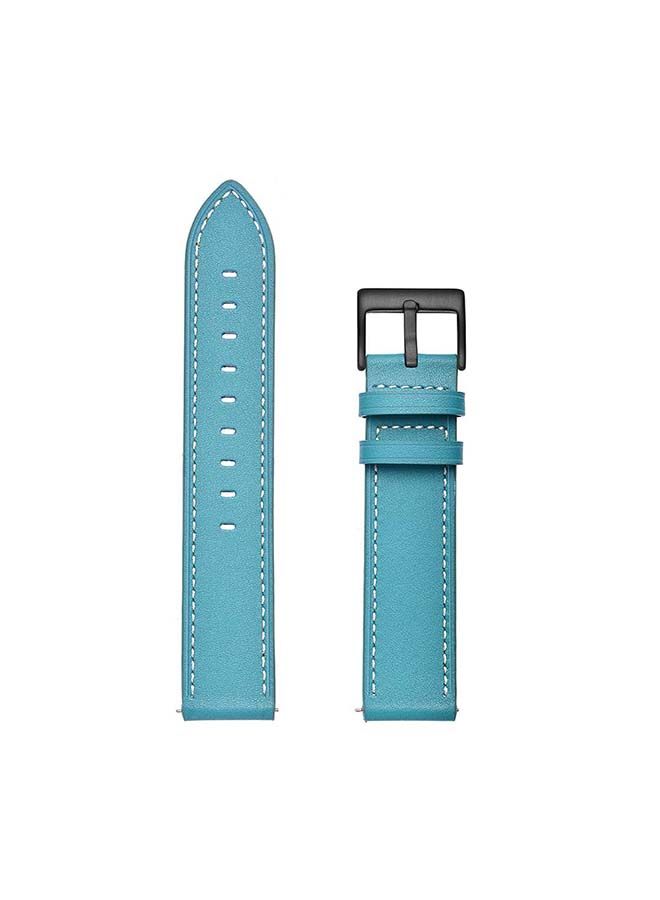 NIBEMINENT Genuine Leather Replacement Band 20mm For Samsung Active 2 40/44mm Supreme Style Blue - Image 2