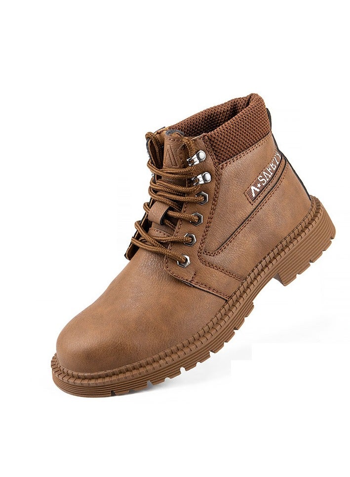 NIBEMINENT Safety Work Shoes For Men Anti-smash Steel Toe Industrial Work Boots Male Footwear Indestructible Men Construction Work Shoes