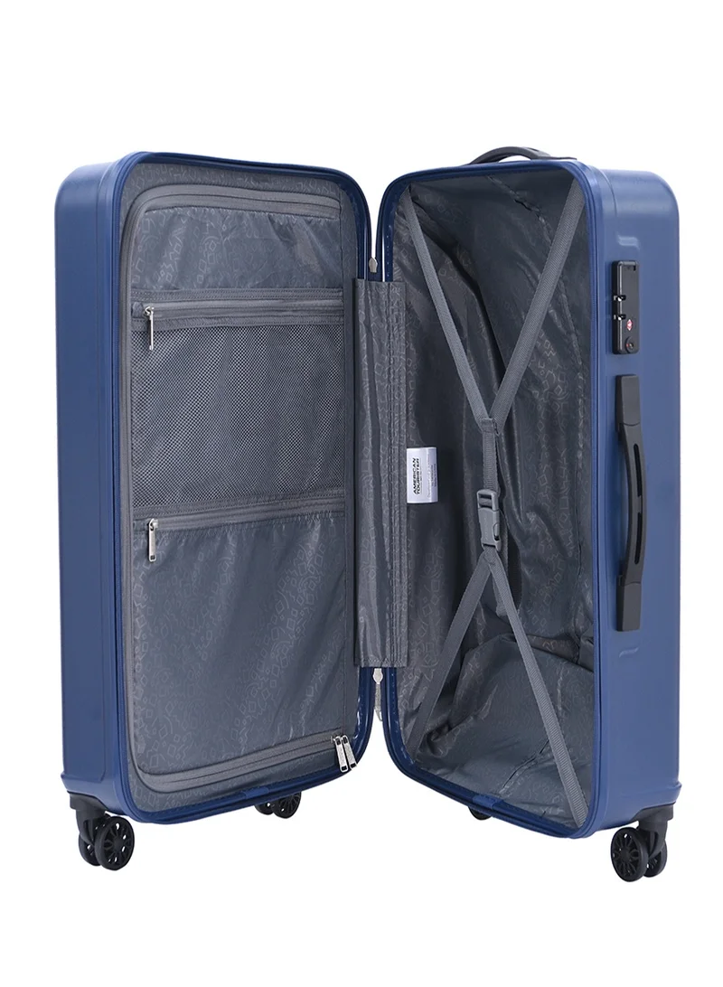American Tourister  Skytrac DW V2 Suitcase, Check-In Size 68 cm / 25 inch, 4 Spinner Wheels, Hard Top, Polypropylene, Navy Blue|TSA Combination Lock|Scratch & Impact Resistant Material - 3 Years Global Warranty  | Best Price UAE