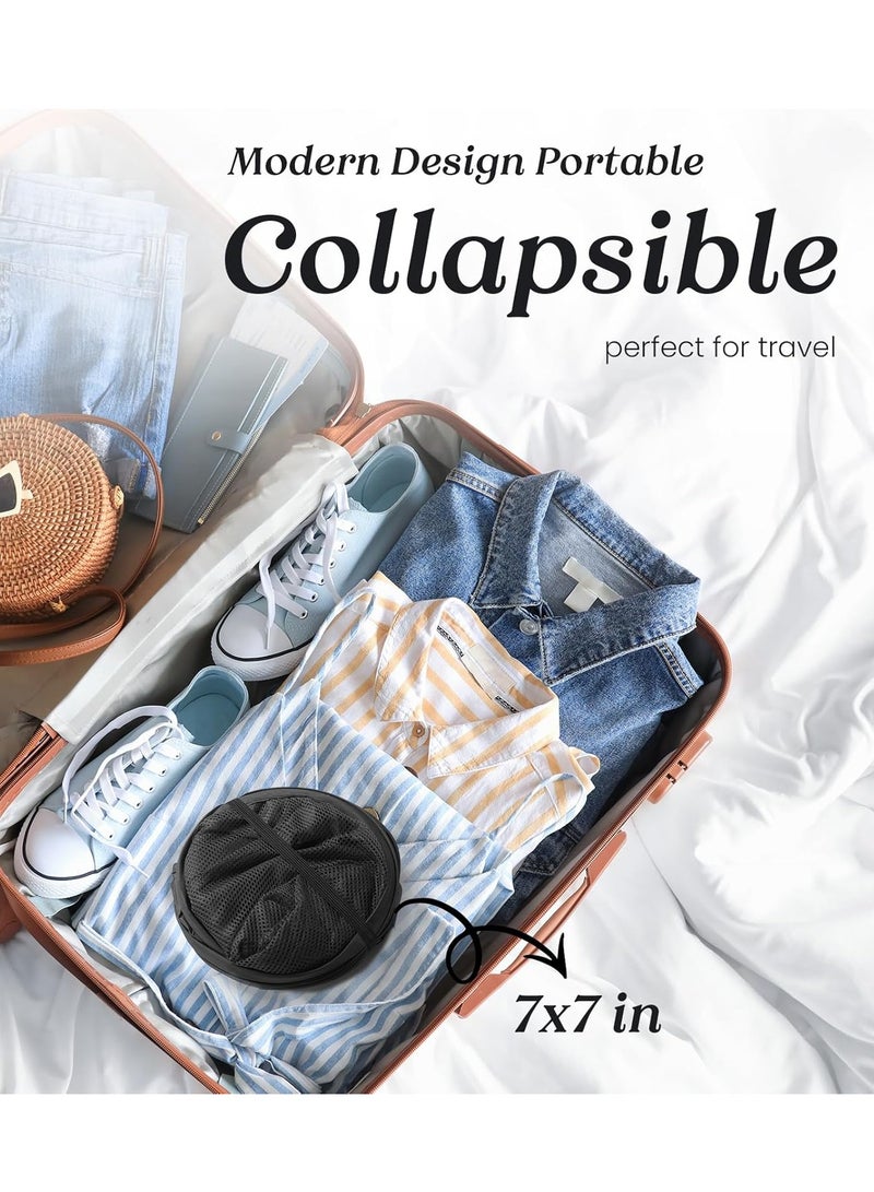 راكسوم سلة غسيل شبكية قابلة للطي مع مقابض متينة وجيب جانبي - سلة ملابس محمولة قابلة للطي للاستخدام في السكن الجامعي والحمام وتخزين السفر (أزرق) - Image 3