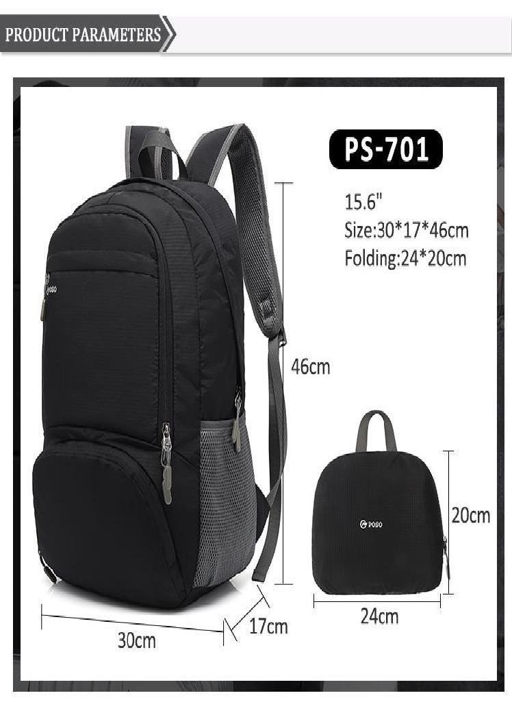 Eckek - Men Backpack POSO Light/Folding Storage/Waterproof Laptop Backpack 15.6 Inch School Bags for Boys Polyester Black/Blue/Gray PS-701 - Image 1