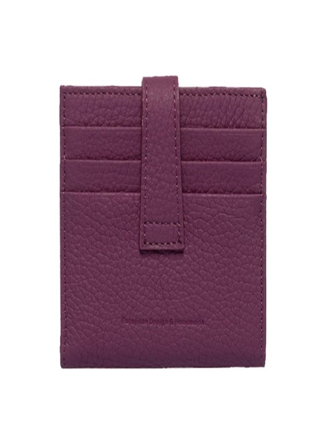 grande 3803 Genuine Leather Card Holder For Women and Men Slim Minimalist Card Case Small Snap Wallet (Purple) - Image 2