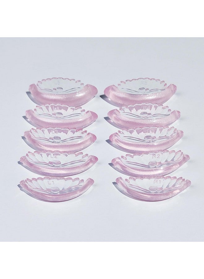 پيرمانيا قضبان رفع الرموش، وسادات رفع الرموش على شكل صدفة من السيليكون السائل، 10 قطع/5 أحجام، مكبس الرموش بدرجة صالون (وردي فاتح) - Image 5