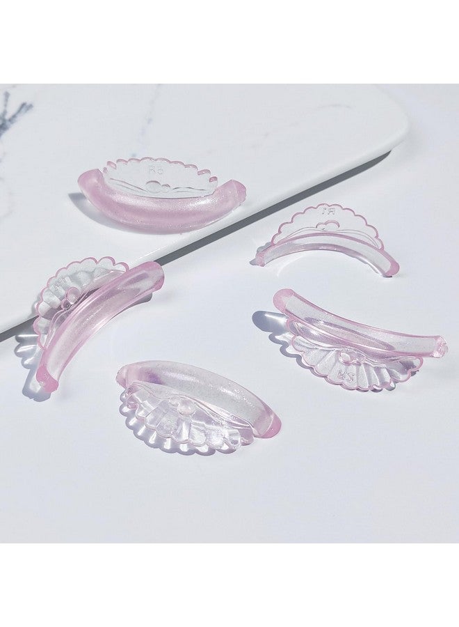 پيرمانيا قضبان رفع الرموش، وسادات رفع الرموش على شكل صدفة من السيليكون السائل، 10 قطع/5 أحجام، مكبس الرموش بدرجة صالون (وردي فاتح) - Image 2