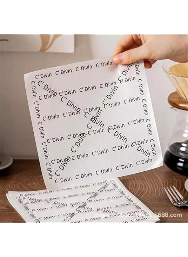 100Pcs Wax Paper Sheets for Food, Basket Liners Food Picnic Paper Sheets Greaseproof Deli Wrapping Sheets,BBQ paper,White background with printed French text  - Image 2