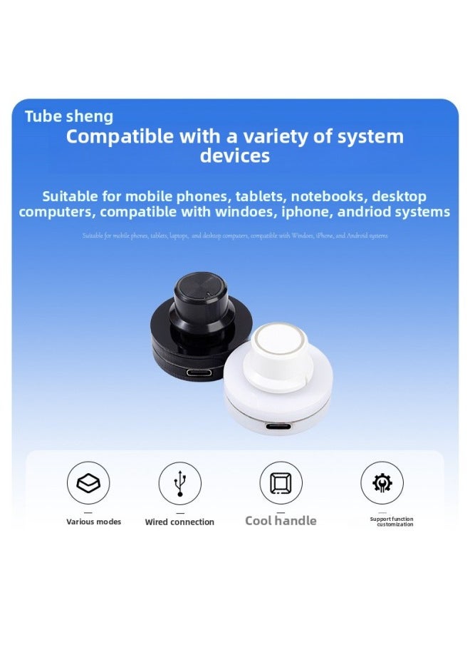 Generic - Multimedia Knob USB Custom Keyboard Volume Control Support Shortcut Key Copy And Paste-Color:Black (translucent Keycap)-official Standard Configuration-three-button Mode - Image 1
