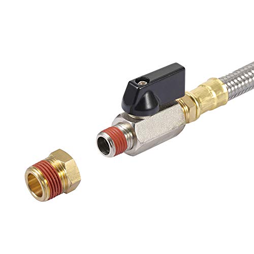 Kbrotech Extended Tank Drain Valve Assembly Kit Flexible Braided Steel Tube 10 inch 1/4 Inch NPT Pipe Fitting for Air Compressor - Image 4