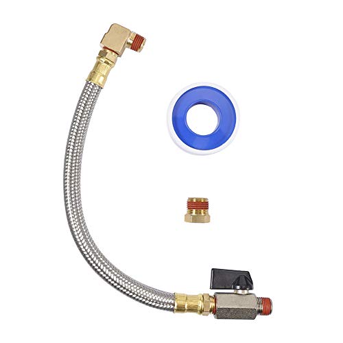 Kbrotech Extended Tank Drain Valve Assembly Kit Flexible Braided Steel Tube 10 inch 1/4 Inch NPT Pipe Fitting for Air Compressor - Image 1