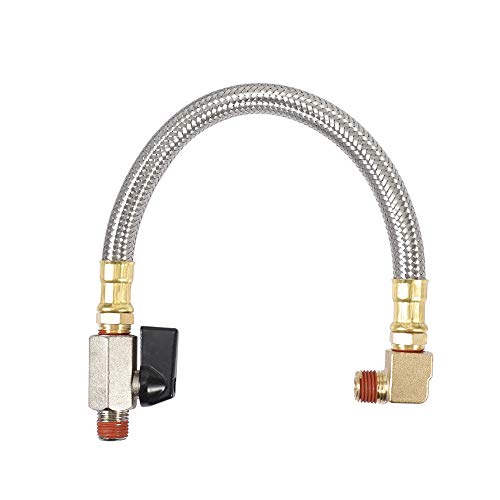 Kbrotech Extended Tank Drain Valve Assembly Kit Flexible Braided Steel Tube 10 inch 1/4 Inch NPT Pipe Fitting for Air Compressor - Image 2