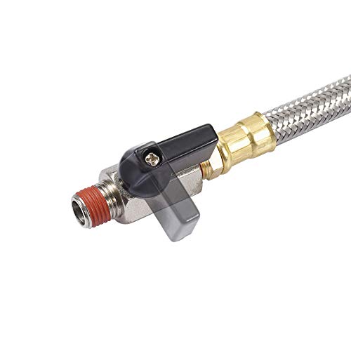 Kbrotech Extended Tank Drain Valve Assembly Kit Flexible Braided Steel Tube 10 inch 1/4 Inch NPT Pipe Fitting for Air Compressor - Image 3
