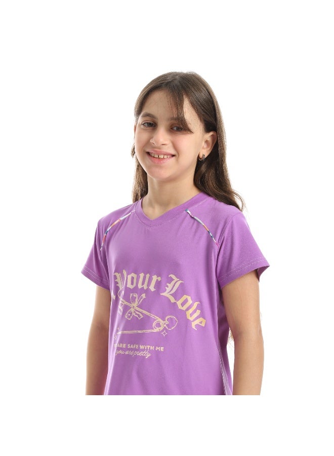 Caesar Girls' summer pajamas with chest prints - Image 5