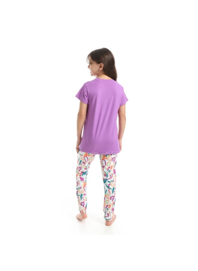 Caesar Girls' summer pajamas with chest prints - Image 4