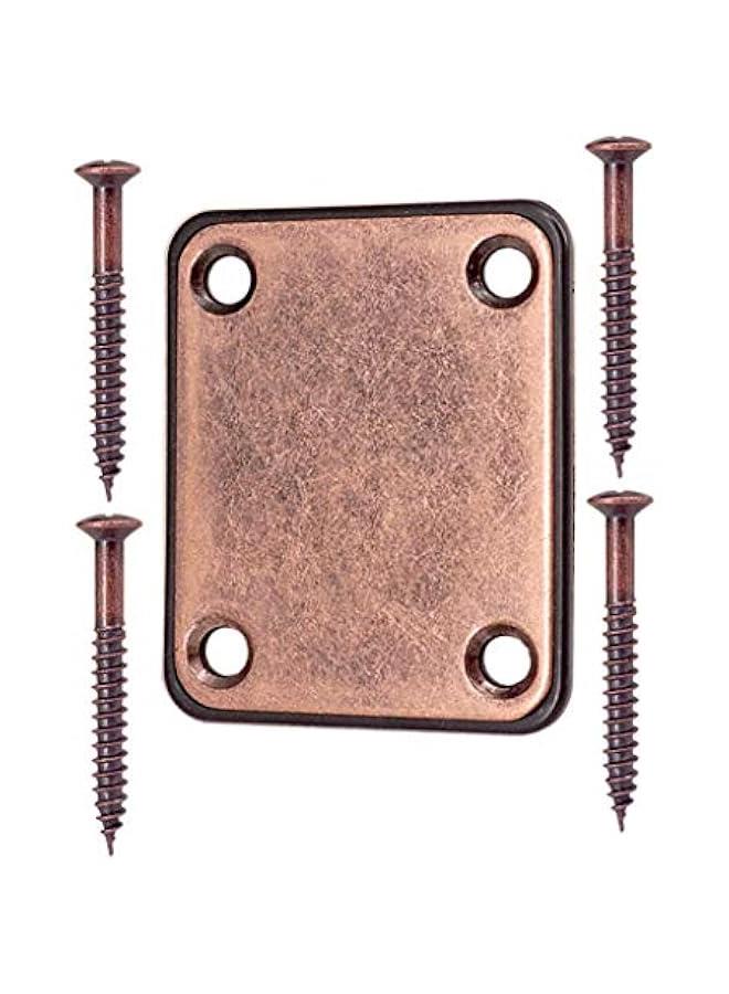 Generic 4 Holes Electric Guitar Neck Plate,Neck Joint Plate With Screws for Electric Guitar Bass - Copper Red - Image 1