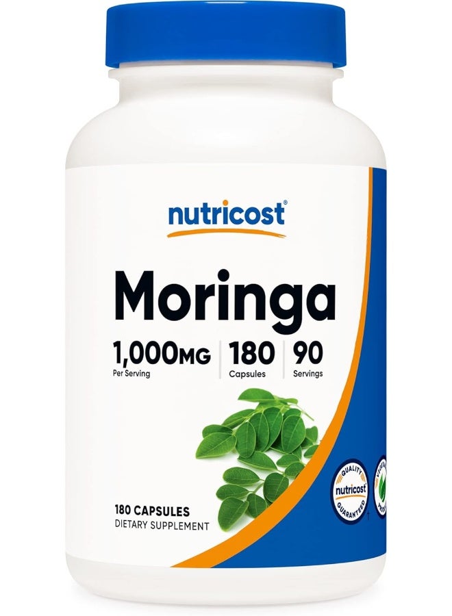 Nutricost كبسولات نوتريكوست مورنغا 500 ملغ، 180 كبسولة (90 حصة) - كبسولات نباتية، غير معدلة وراثيًا، خالية من الغلوتين - Image 1