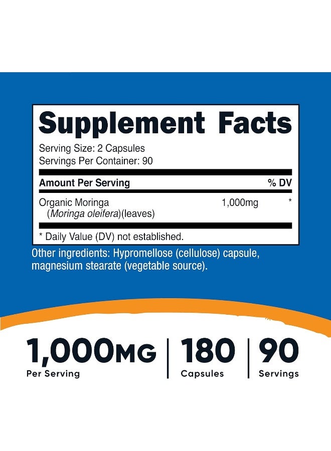 Nutricost كبسولات نوتريكوست مورنغا 500 ملغ، 180 كبسولة (90 حصة) - كبسولات نباتية، غير معدلة وراثيًا، خالية من الغلوتين - Image 4
