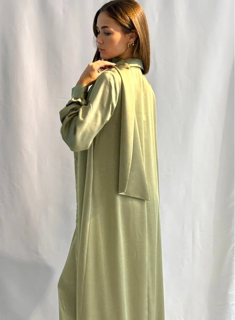 Faia Khaki Khaki Maxi Satin Jacket for Women | Best Price UAE