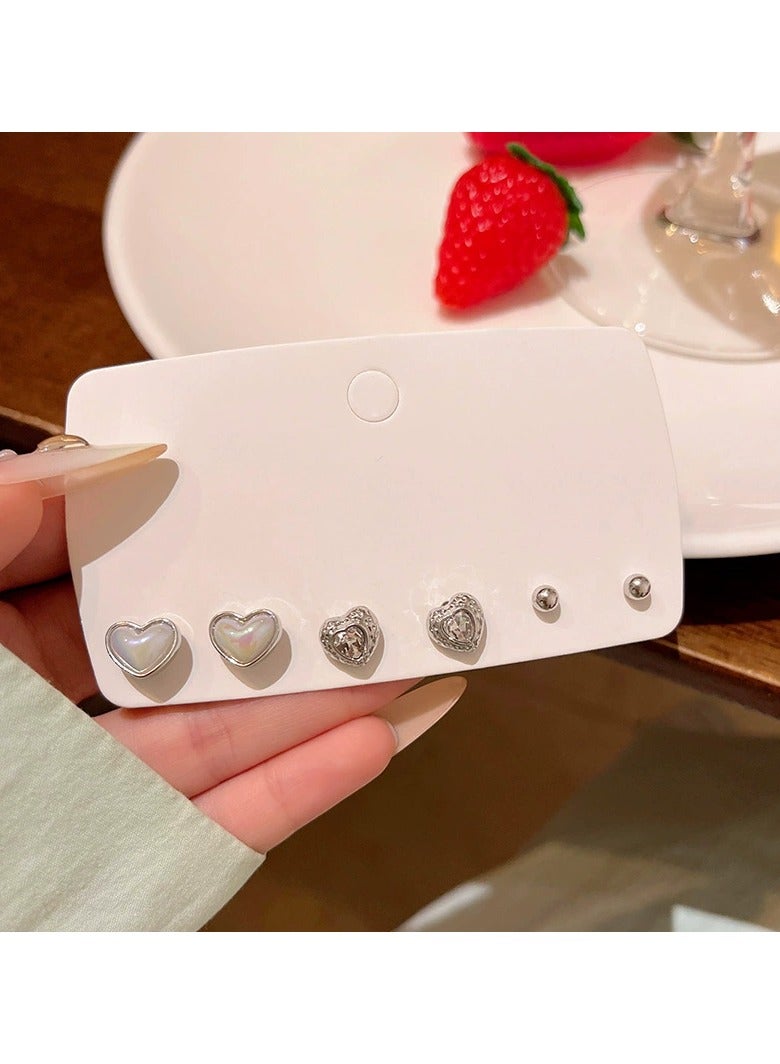 Goolsky Heart Stud Earrings Set (3 Pairs) – Minimalist Dainty Love Earrings for Women & Girls, Hypoallergenic, Daily Wear - Image 1