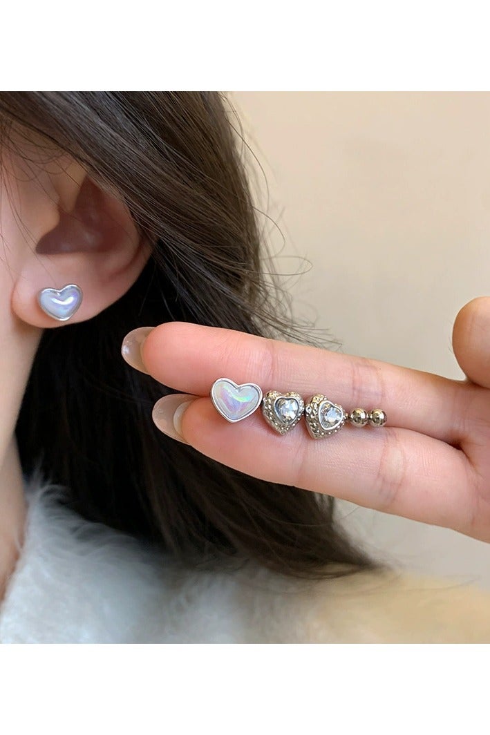 Goolsky Heart Stud Earrings Set (3 Pairs) – Minimalist Dainty Love Earrings for Women & Girls, Hypoallergenic, Daily Wear - Image 3