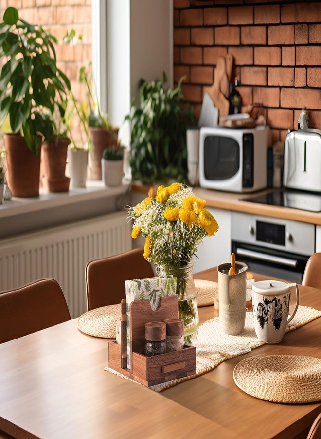 Decent Vrvege Napkin Holder, Napkin Holders with Built-in Salt Pepper Shakers Caddy, Acacia Wood Napkins Dispenser for Dining Table Countertop, Upright Paper Stand - Keep Your Kitchen Tidy & Organized - Image 5