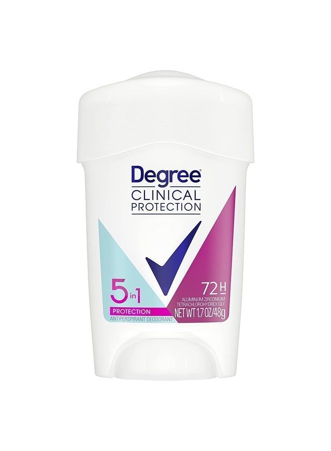 Degree Clinical Protection Antiperspirant Deodorant 72-Hour Sweat & Odor Protection 5-in-1 Antiperspirant for Women 1.7 oz - Image 1