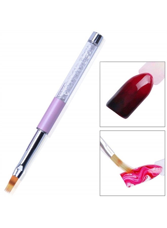 SILPECWEE 3Pcs Acrylic Nail Brush Set UV Gel Nail Ombre Brush Double-Head Sponge Pen Wooden Nail Art Gradient Painting Brush Manicure Tools - Image 4
