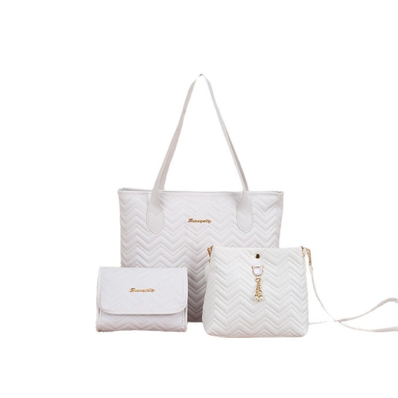 Wave Women'S Crossbody Bag Quilted Decorative Three-Piece Bag Pearl Pendant Cat Shoulder Bag Striped New Women'S Bag - Image 5