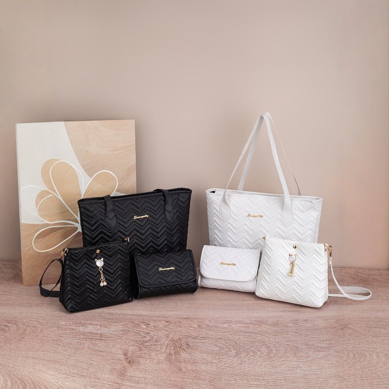 Wave Women'S Crossbody Bag Quilted Decorative Three-Piece Bag Pearl Pendant Cat Shoulder Bag Striped New Women'S Bag - Image 2