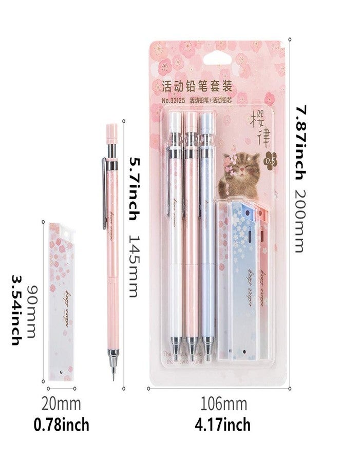 Ipienlee Cherry Mechanical Pencil Set with Lead, 3 pcs 0.5 mm Mechanical Pencils with 3 Pack HB Pencil Leads for Writing Draft, Drawing, Sketch, Architecture - Image 2