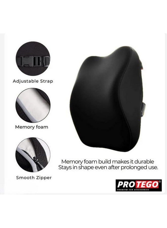 PROTEGO Universal Memory Foam Car Neck Rest Pillow with Washable Velvet Cover | Relieves Neck Pain | Ergonomic Support Orthopedic Cushion Ultra Soft| for All Hatchback SUV Sedan Cars |Black (Medium) - Image 5