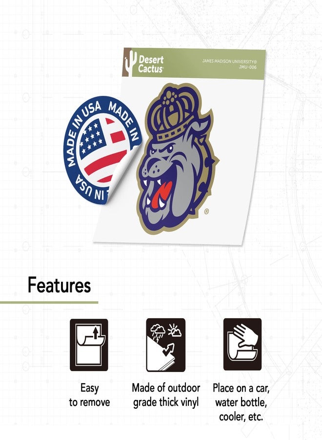 Desert Cactus James Madison University JMU Dukes Vinyl Decal Laptop Water Bottle Car Scrapbook Sticker (IND 006) - Image 4