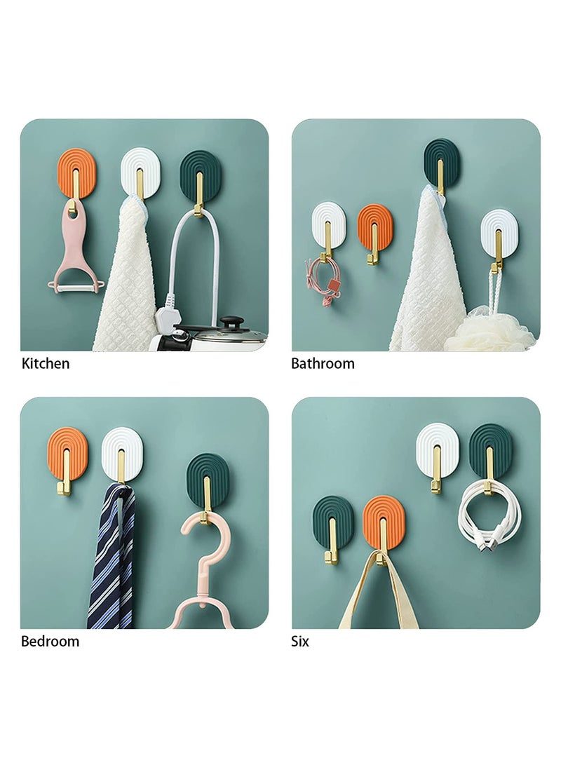 SYOSI Self Adhesive Hooks, Colored Plastic Sticky Hooks, for Hanging Towel Coat Robe Keys, Wall Hanger Waterproof, 6 Pcs - Image 2