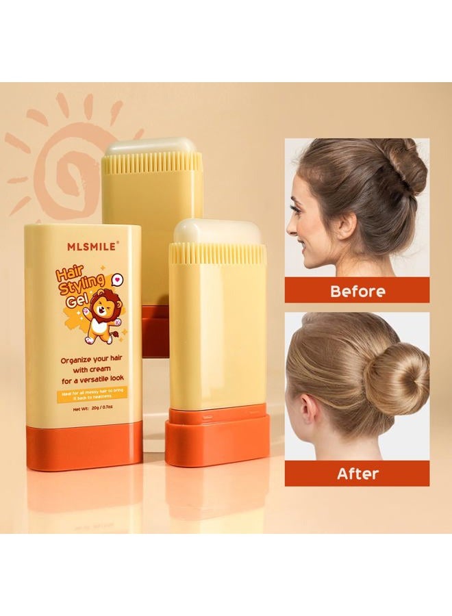 MLSMILE عصا شمع الشعر لتسريحات الأطفال، تصميم 2 في 1 مع مشط مدمج، لامع، لشمع الأطفال، مرطب، غير دهني، سهل الاستخدام، مدمج وقابل للحمل - Image 2
