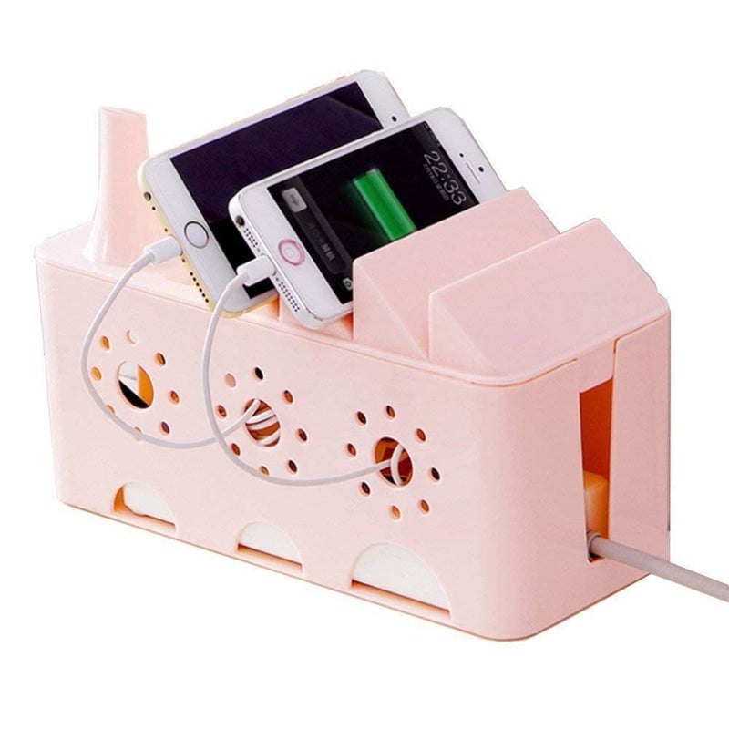 SAJAG SAJAG Cable Management Box Desk Table Power Socket Wire Tidy Storage Organizer Phone Sundries Holder Case for Home OfficeMulticolour  - Image 1